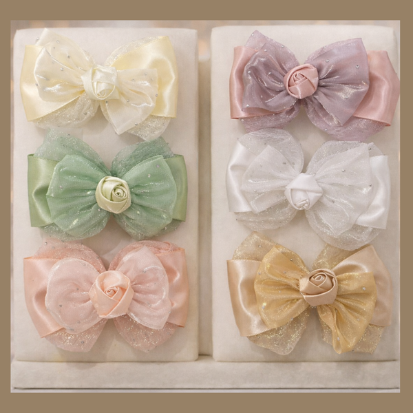 Rose Bow Hair Clip for Girls